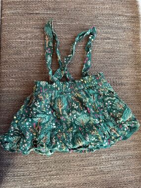 Gymboree Green Floral Ruffle Skirt with Straps